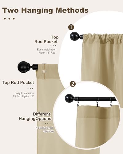 Outdoor Curtains for Patio Waterproof Rod Pocket 6 Pcs 110x84 Inch Cream - Image 3