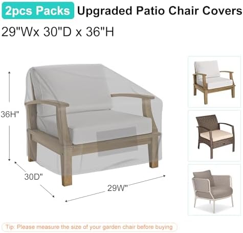 2 Pack Outdoor Patio Chair Covers Waterproof 29"Wx30"Dx36"H - Image 2