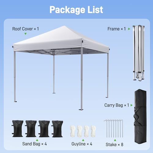 10x10 Pop Up Canopy Tent with One-Push Center Lock - Image 3