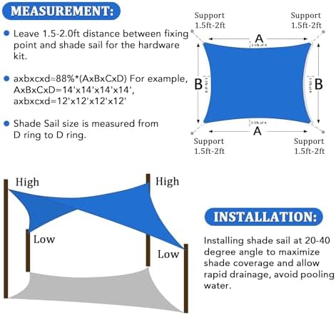 Shade&Beyond 8'X8' Sun Shade Sail Blue Rectangle - Image 6