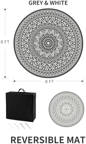 MontVoo Outdoor Rug Carpet Waterproof Round 8ft Outdoor Patio Rug Mat - Image 2