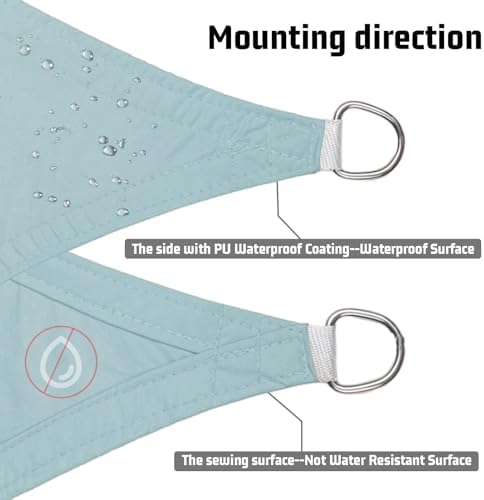 LOVE STORY Custom Size 8' x 8' Waterproof Sun Shade Sail, Sky Blue - Image 3