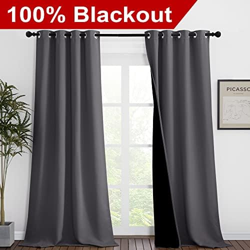 NICETOWN Grey Blackout Curtains - Image 2
