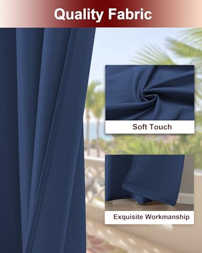 Grommet Outdoor Curtains for Patio Waterproof 8 Pcs 54x108 In Navy - Image 4