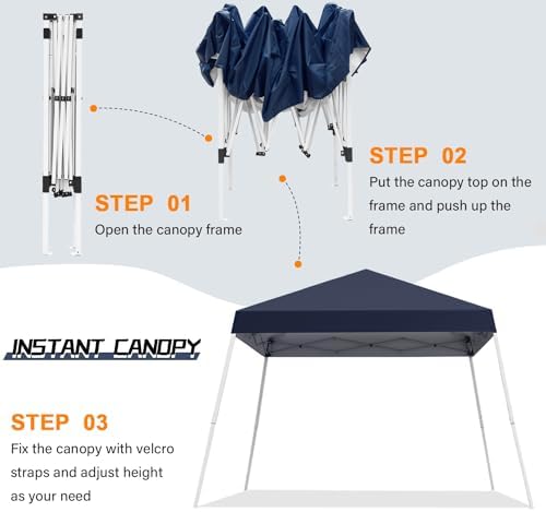 10x10FT Slant Leg Pop Up Canopy Tent, Portable Outdoor Shelter - Image 2
