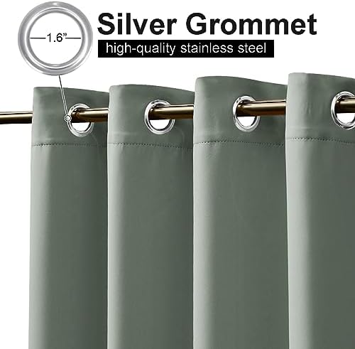 NICETOWN Windproof Sage Green Outdoor Curtains 2 Panels Top and Bottom Grommet - Image 3