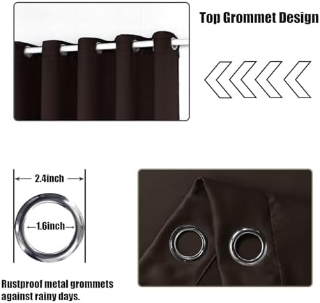 BONZER Outdoor Curtains for Patio Waterproof Weighted Blackout Blinds - Image 4