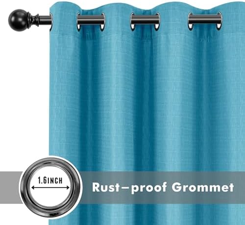 Linen Outdoor Curtains for Patio Waterproof 4 Pcs 54x84 In Teal - Image 4