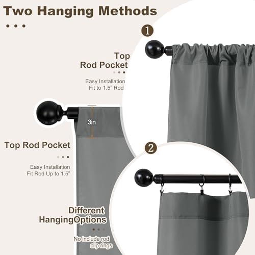 Outdoor Curtains for Patio Waterproof Rod Pocket 6 Pcs 54x84 Inch Grey - Image 3