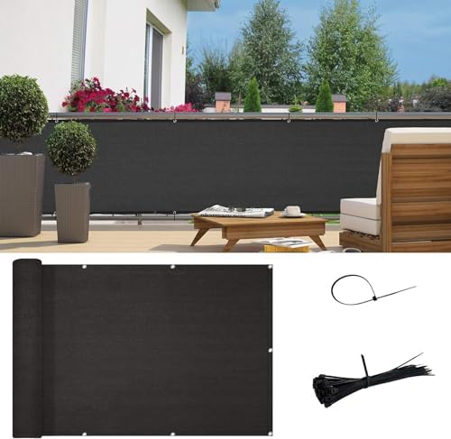 SUNNY GUARD 3' x 11' Balcony Privacy Screen, HDPE Patio Railing Cover Fence by SUNNYGUARD