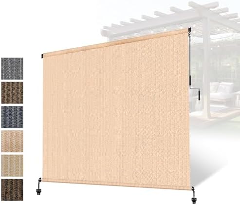 Outdoor Roller Shades for Patio, Cordless Porch Blinds Patio Shades 60"Wx96H by NOVINO