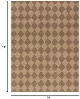 Lahome Checkered Easy Jute Dining Room Rug, 9x12 Outdoor Area Rugs Washable - Image 2