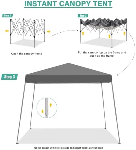 10x10FT Slant Leg Pop Up Canopy Tent, Portable Outdoor Shelter - Image 3
