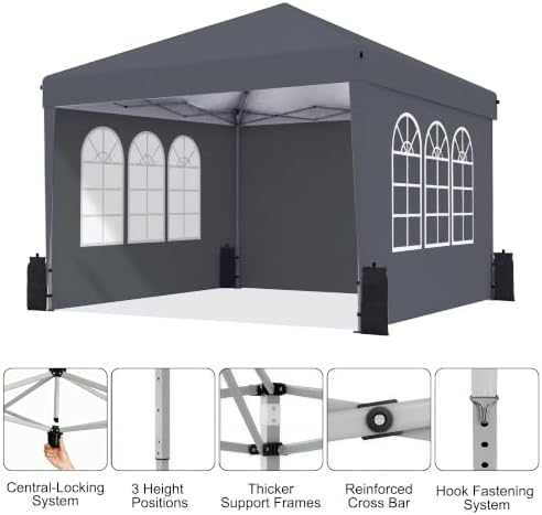 10x10 Pop Up Canopy Tent with Sidewall, Commercial - Image 4