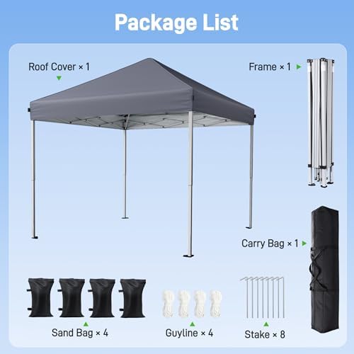 10x10 Pop Up Canopy Tent with One-Push Center Lock, Dark Gray - Image 3