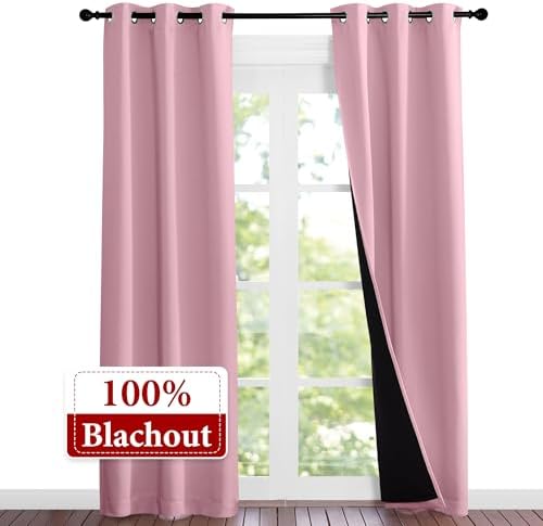 NICETOWN Crystal Pink Full Shade Curtain Panels, Pair of Thermal Insulated & - Image 2