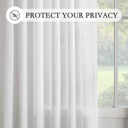 MYSKY HOME 108 Inches Long White Semi Sheer Window Curtains 2 Panels Sets - Image 6