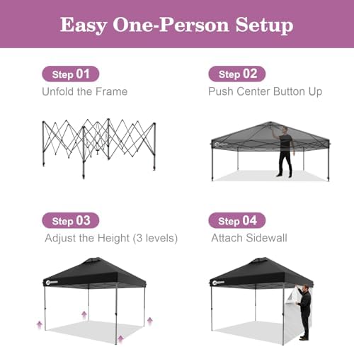 10x10 Pop Up Canopy with Sidewall, One Push Easy Setup - Image 5