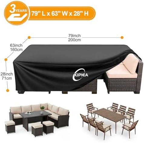 Kipiea Patio Furniture Covers Waterproof Winter, Heavy-Duty 420D Outdoor Patio - Image 2