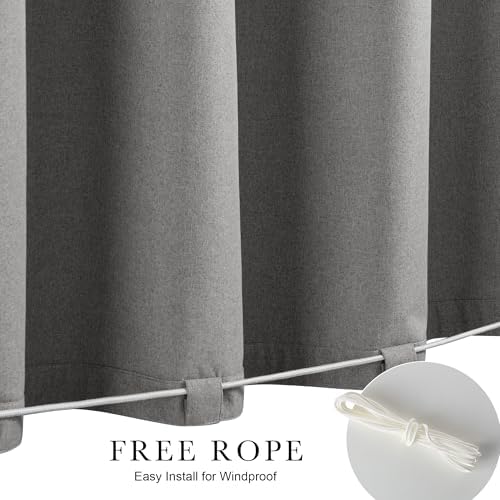 NICETOWN 100% Blackout Linen Outdoor Curtains Windproof 84" L - Image 3