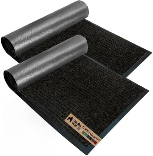GORILLA GRIP Traffic Guard Indoor Outdoor Heavy Duty Door Mat, 35x23 Black by GorillaGrip