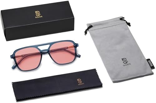 SOJOS Retro Aviator Sunglasses Womens Mens, Trendy Rectangle Shades SJ2202 - Image 6