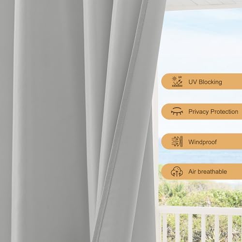 Outdoor Curtains for Patio Waterproof Rod Pocket 6 Pcs 54x84 Silver Grey - Image 4