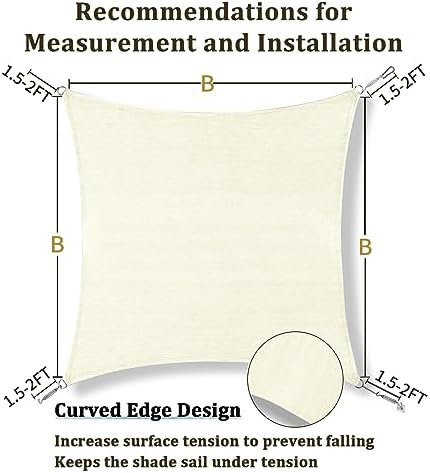 Shade&Beyond 5'X5' Sun Shade Sail Cream Rectangle - Image 5