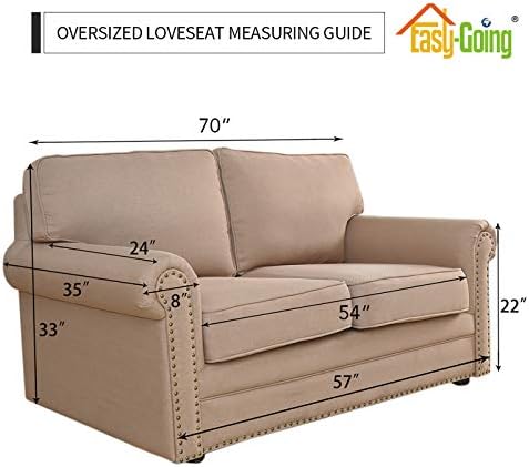 Easy-Going Stretch Oversized Loveseat Couch Covers Washable Cream - Image 5