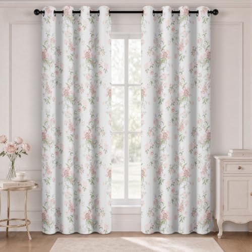 Floral 90% Blackout Curtains for Bedroom Living Room 84 Inch 2 Panels - Image 2