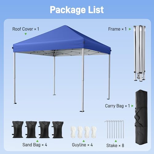 10x10 Pop Up Canopy Tent with One-Push Center Lock - Image 3