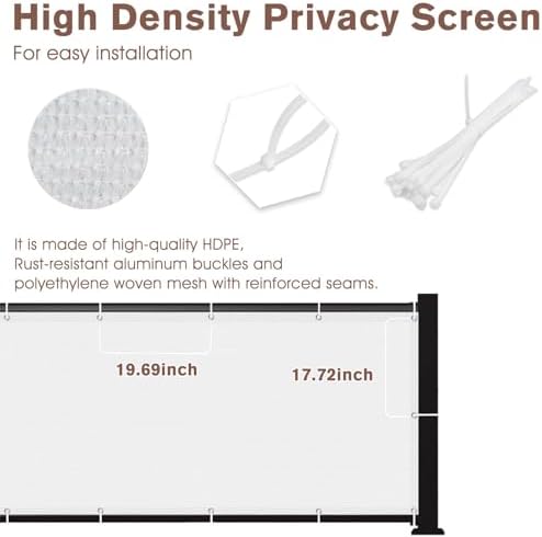SUNNY GUARD 3' x 11' Balcony Privacy Screen, HDPE Patio Railing Cover Fence - Image 6