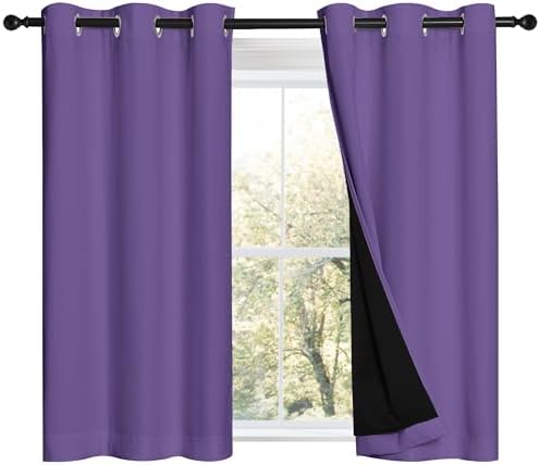 NICETOWN Lilac Purple 100% Blackout Curtains 45 inches Long, Thermal Insulated by NICETOWN