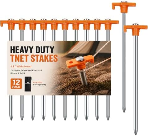 12 Pack Tent Stakes Heavy Duty Camping Stakes, AVOFOREST 7.1inch Non-Rust Metal by AVOFOREST