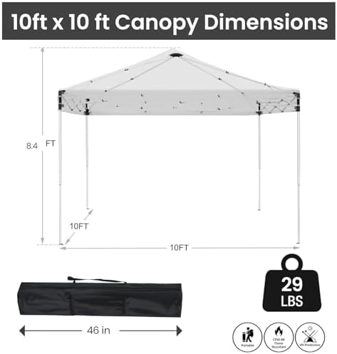 10x10ft Pop Up Canopy Tent, Heavy Duty Waterproof Folding Tent - Image 2