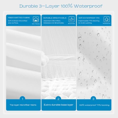 1 Pack Split King Mattress Protector Waterproof Cover - Image 3