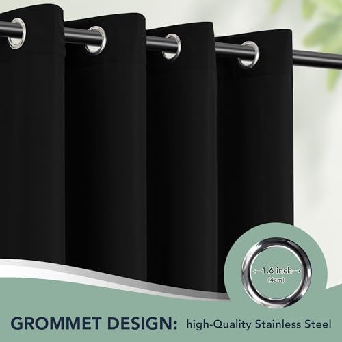 Black Outdoor Curtains for Patio Waterproof, 6 Drape Panels - Image 6