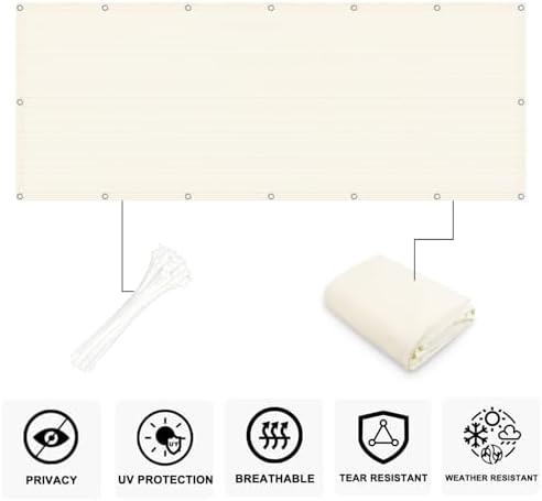 COOLBOYS Customized 3'x45' Butter Cream Balcony Privacy Screen Fence Cover - Image 2
