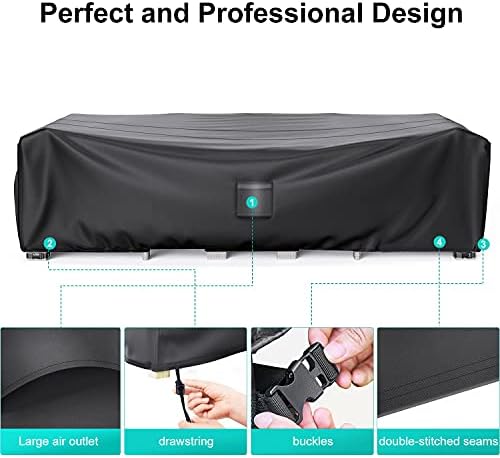 Waterproof Outdoor Patio Furniture Covers 111"L×74"W×28"H Black - Image 5