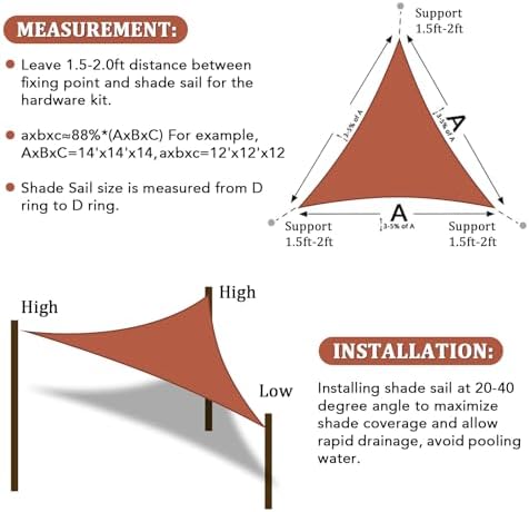 Shade&Beyond 12'X16'X20' Sun Shade Sail Rust Red Triangle - Image 6