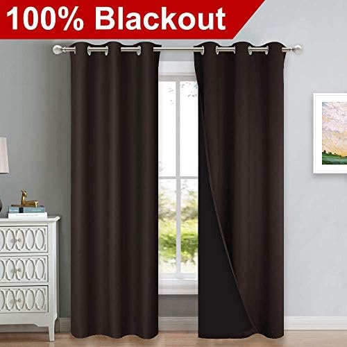 NICETOWN Full Shade Curtain Panels, Toffee Brown, Pair of Thermal Insulated & - Image 2