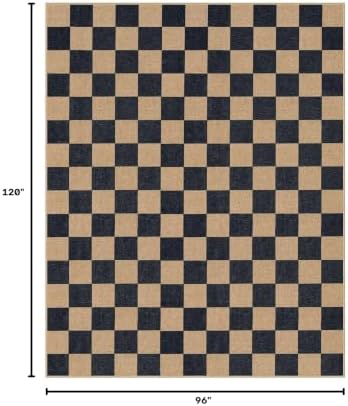 Lahome Checkered Easy Jute Living Room Rug, 8x10 Outdoor Rugs Washable - Image 2