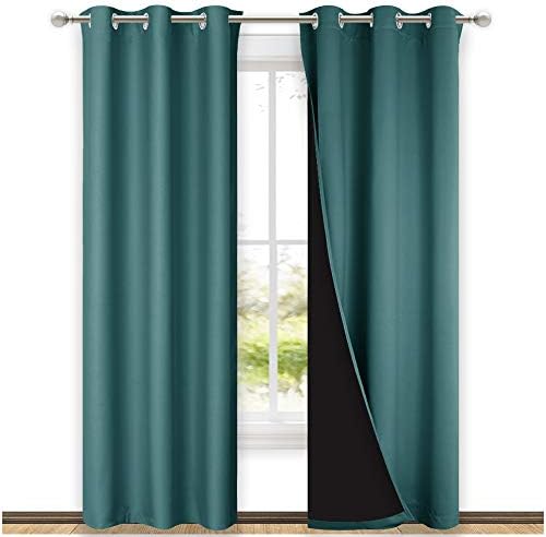 NICETOWN Sea Teal Full Shade Curtain Panels, Pair of Thermal Insulated & Energy by NICETOWN