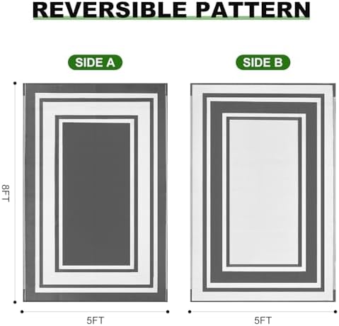 RURALITY Outdoor Rugs 5x8 for Patios Clearance, Waterproof Mats for Porch - Image 2
