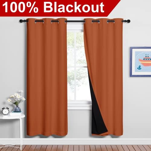 NICETOWN Full Shade Curtain Panels, Burnt Orange, Pair of Thermal Insulated & - Image 2