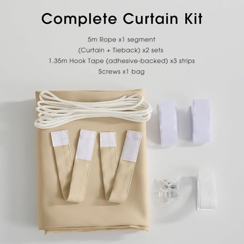 NICETOWN Outdoor Curtains Windproof Adhesive Top W84xL108 Biscotti Beige - Image 6
