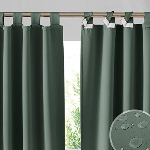 RYB HOME Adhesive Detachable Top Outdoor Curtains, Waterproof Blackout Privacy by RYBHOME