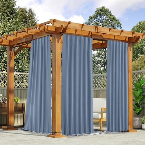 NICETOWN 2 Panels Outdoor Curtains Waterproof Pocket & Back Tab on Top & Bottom by NICETOWN