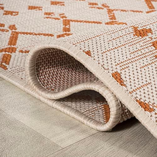 JONATHAN Y Moroccan Geometric Indoor Outdoor Area Rug 9X12 Cream/Orange - Image 6