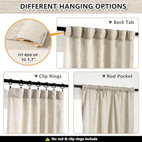 MYSKY HOME Boho Curtains Farmhouse Living Room Curtain Drapes, Light Filtering - Image 3